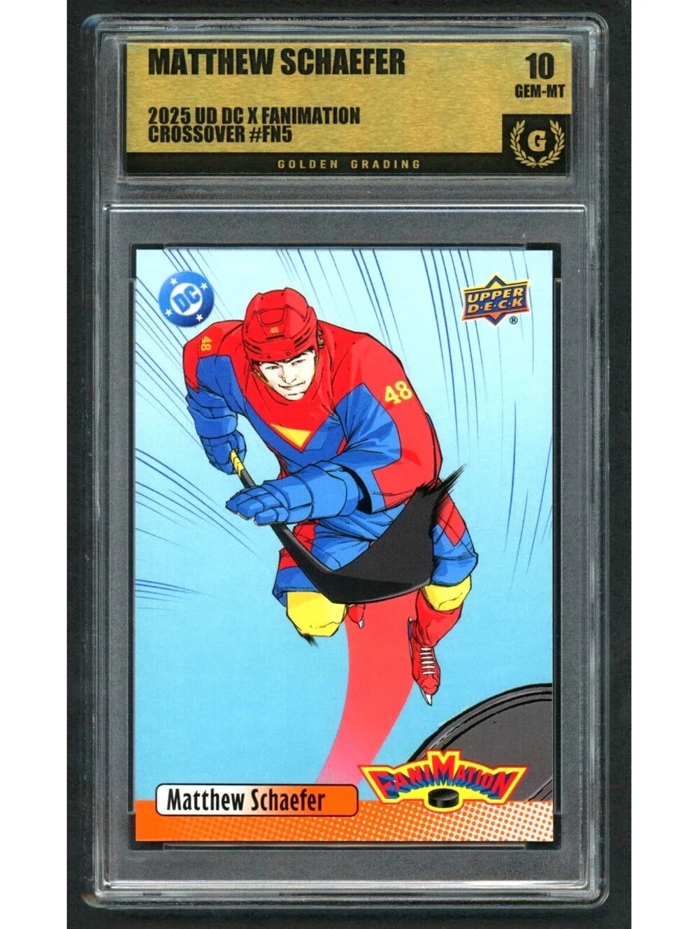 2025 UD DC X Fanimation Crossover #FN5 Matthew Schaefer Rookie (RC) Gem Mint 10